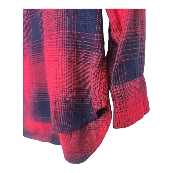 Madewell Classic Fit Soft Plaid Shirt Red Black Size Small Flannel Top Viscose - Picture 4 of 6
